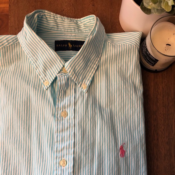 Ralph Lauren: Teal Short Sleeve Button-Down - Picture 1 of 4